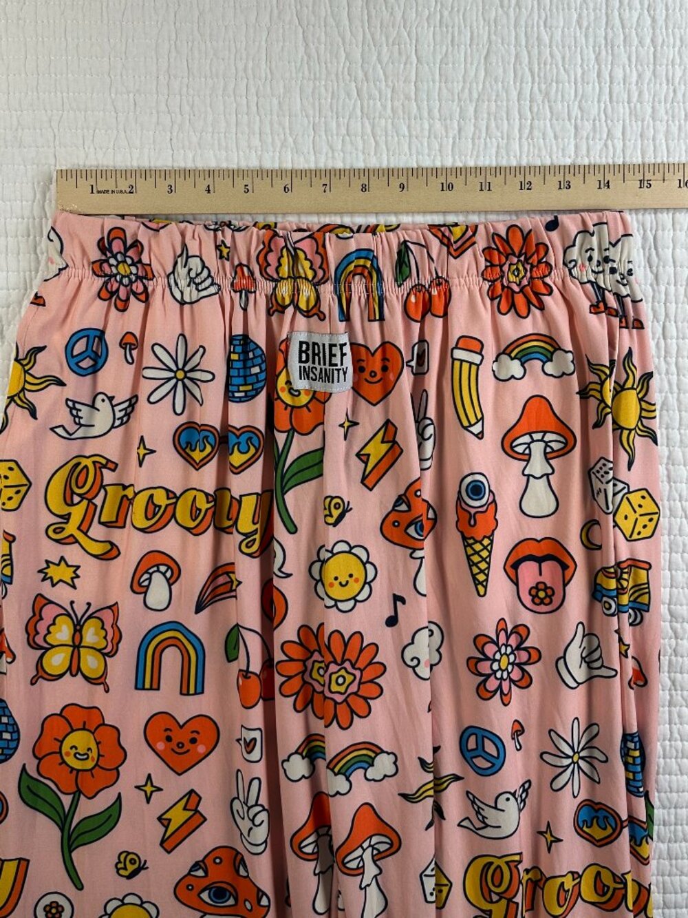 Brief Insanity Pink Groovy Hippie Lounge Pajama Pants Women's Size Large NWT - Picture 8 of 11